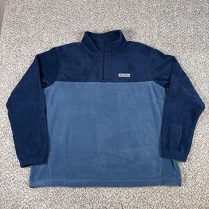 Columbia Jacket Mens 2XL Blue Fleece 1/4 Zip Pullover Lightweight Outdoor Hiking